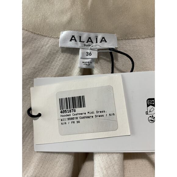Alaia Hooded White Cashmere Midi Dress Size 36 - NWT - Picture 4 of 7